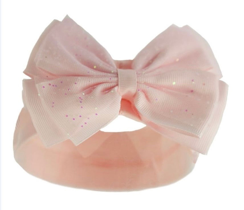 Baby Pink Glitter Bow Headband