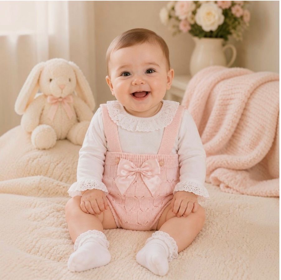 Baby Girls 2-Piece Dungaree Romper Set