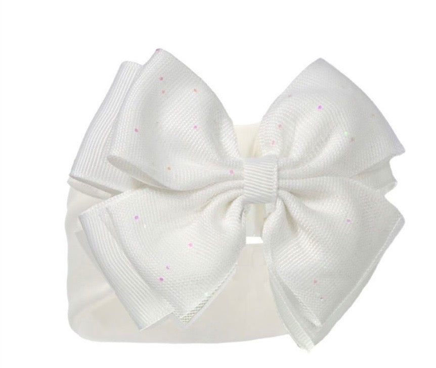 Ivory Glitter Bow Headband