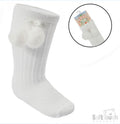 White Knee High PomPom socks