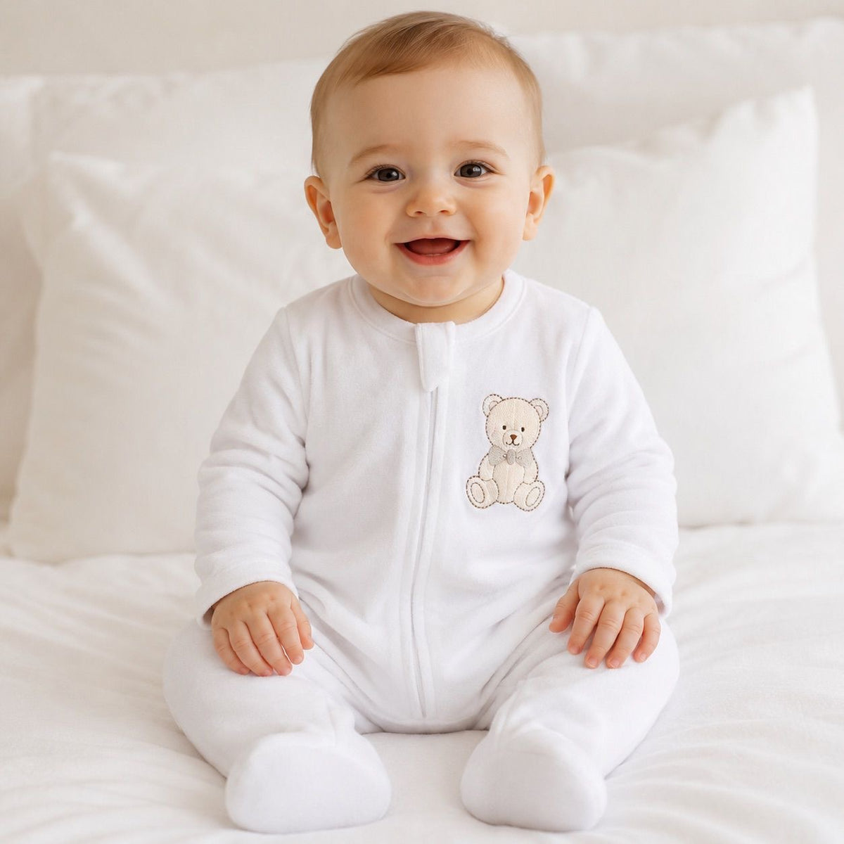 Unisex Velour Teddy Bear Sleepsuit