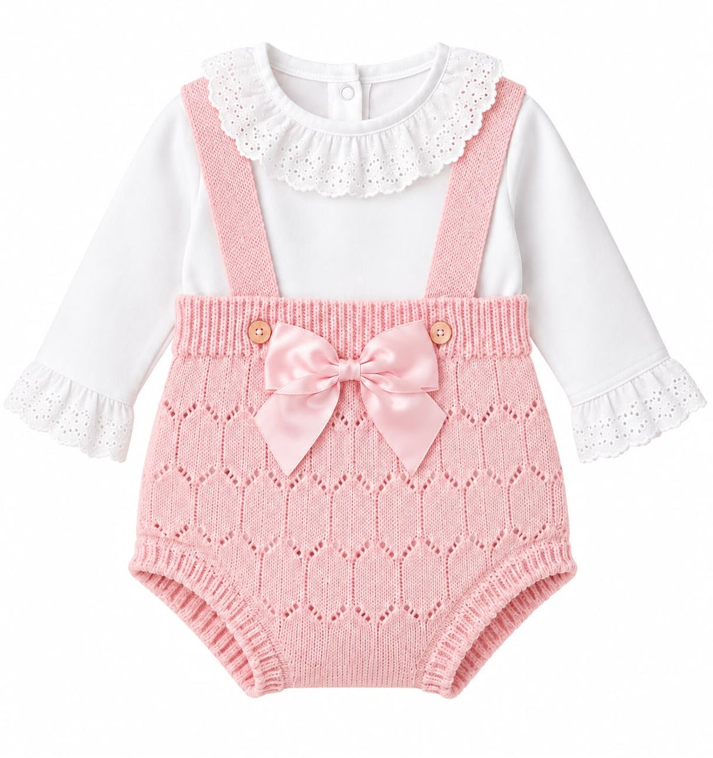 Baby Girls 2-Piece Dungaree Romper Set