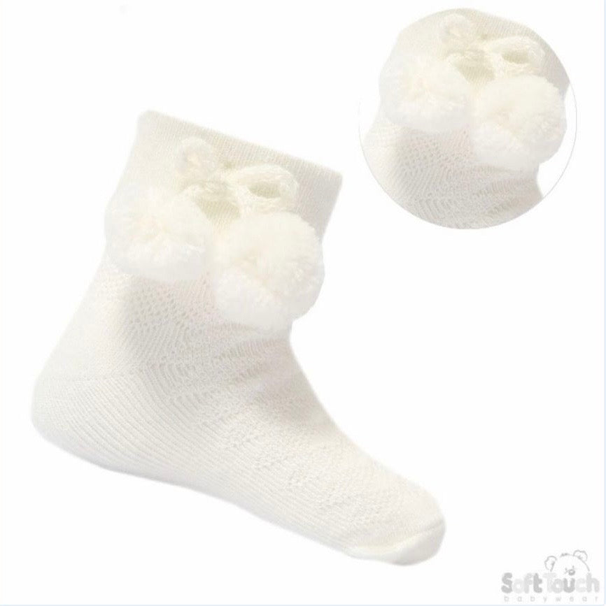 Cream PomPom Socks