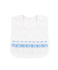 White & Blue Satin Frilly Bib