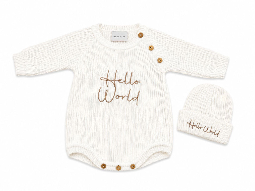 Unisex Hello World Romper & Hat Set