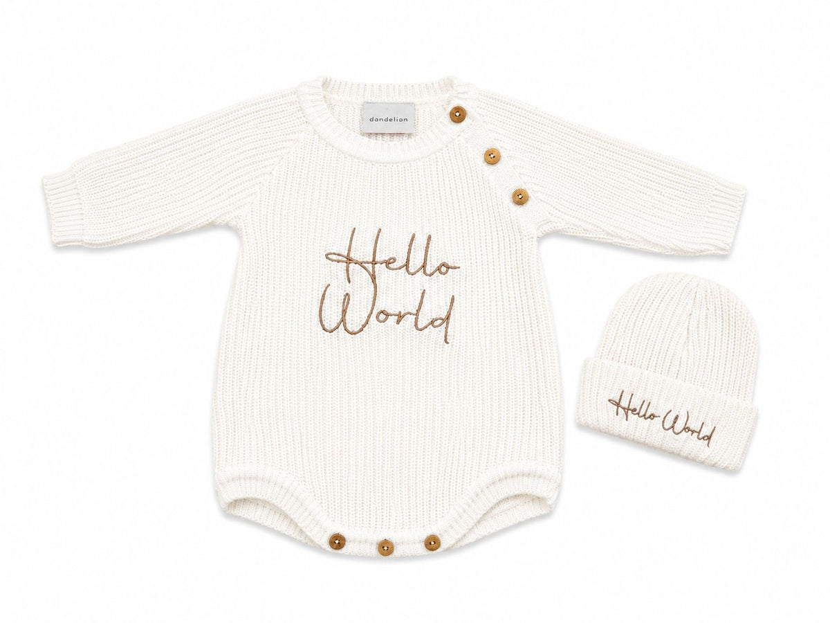 Unisex Hello World Romper & Hat Set