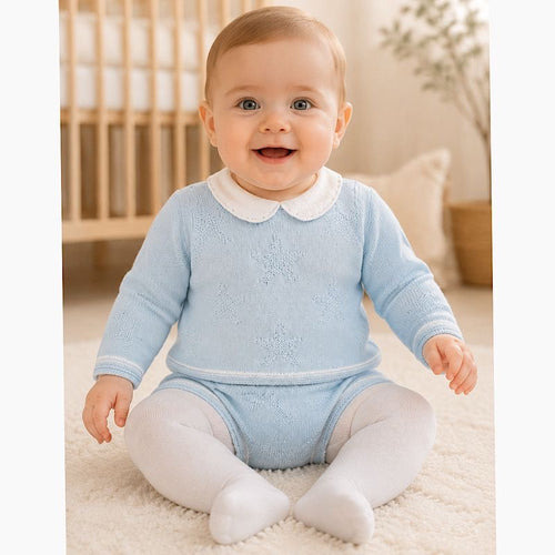 Baby Boy 2-Piece Knitted Star Print Motif Jam Pant Set