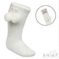 Ivory knee High PomPom Socks
