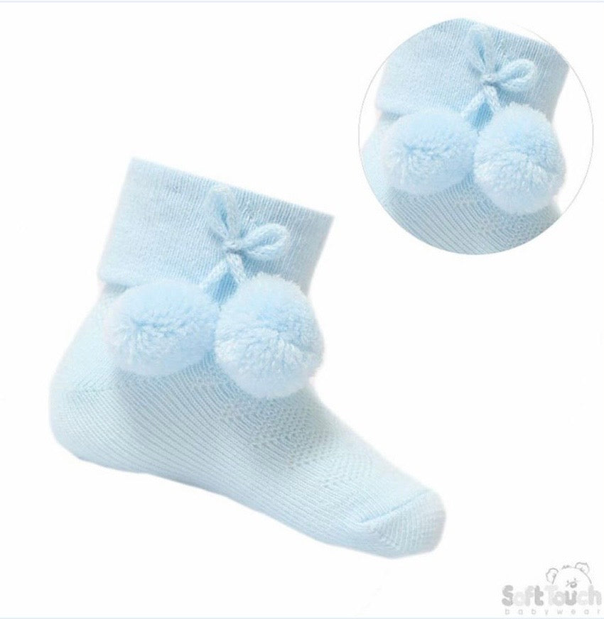 Sky Blue PomPom Socks