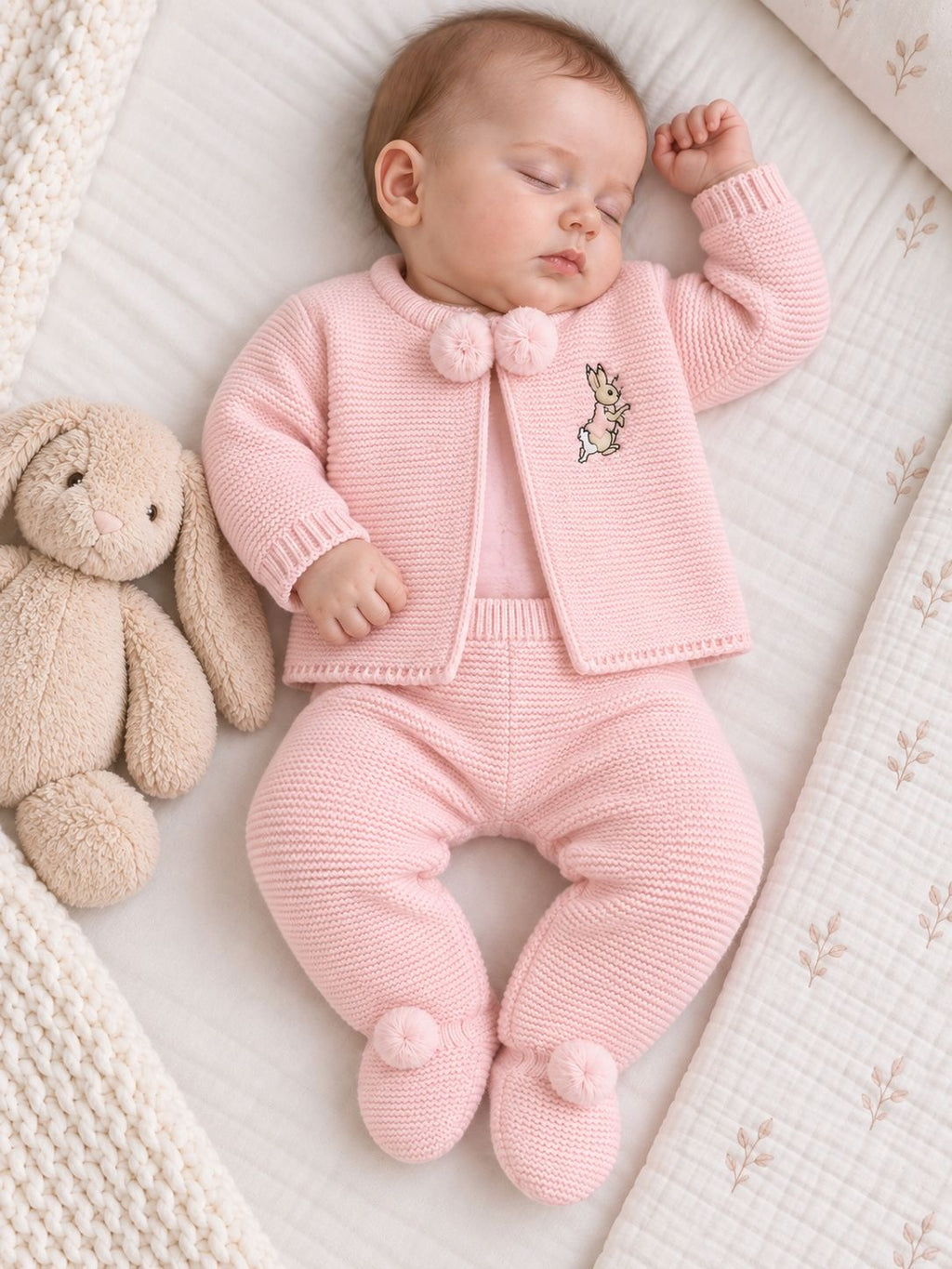 Baby Girl 2-Piece Rabbit Pram Suit