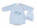 Baby Boy He’s Here Romper & Hat Set