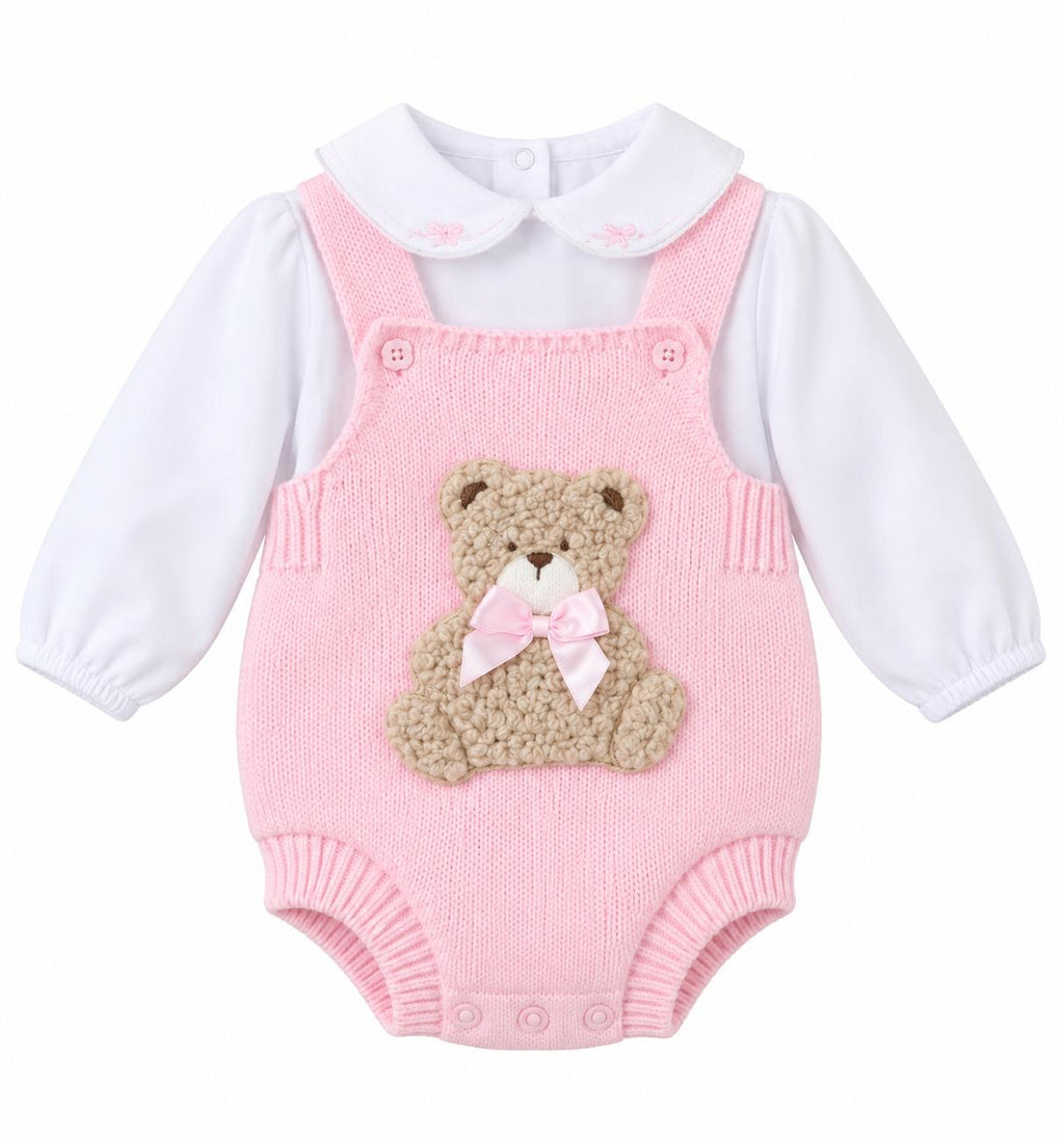 Baby Girl Pex 2-Piece Teddy Bear Dungaree set