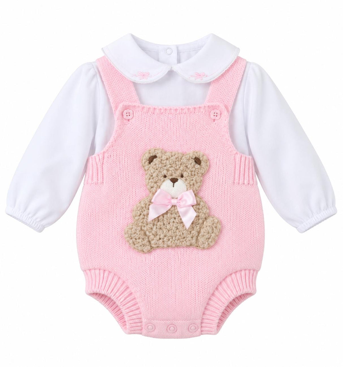 Baby Girl Pex 2-Piece Teddy Bear Dungaree set